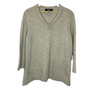 Women's 3X Jones New York 100% Cashmere Gray V-Neck Pullover Sweater NEW